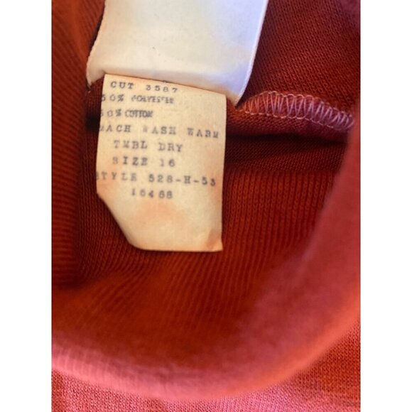 Encino Vintage 1980's Boys Turtleneck Brick Red Size 16 - Picture 4 of 4